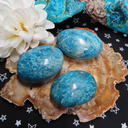 Blue apatite crystal palm stones