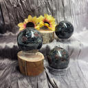 Garnet in black tourmaline crystal spheres