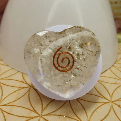 Clear Quartz Heart Orgone Pop Socket